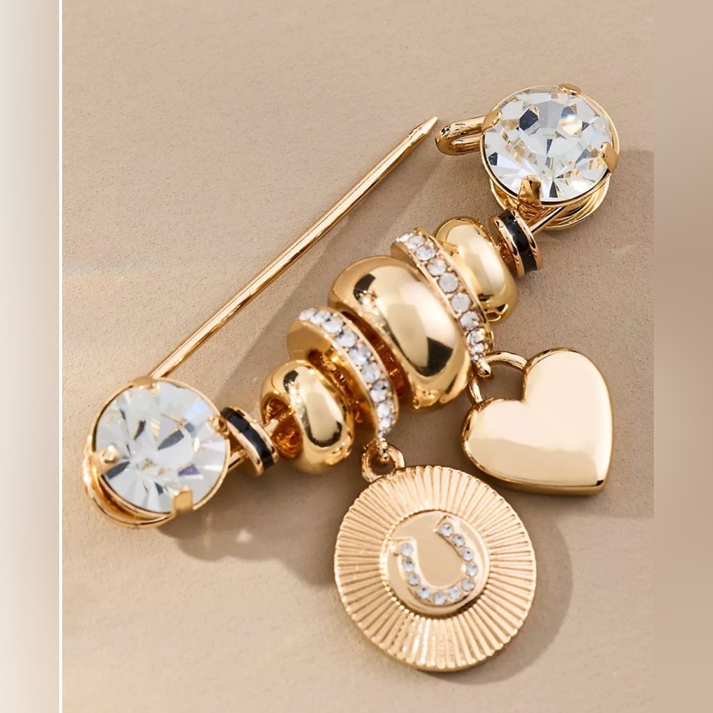 NWT Anthropologie Charmed Crystal Paperclip Brooch